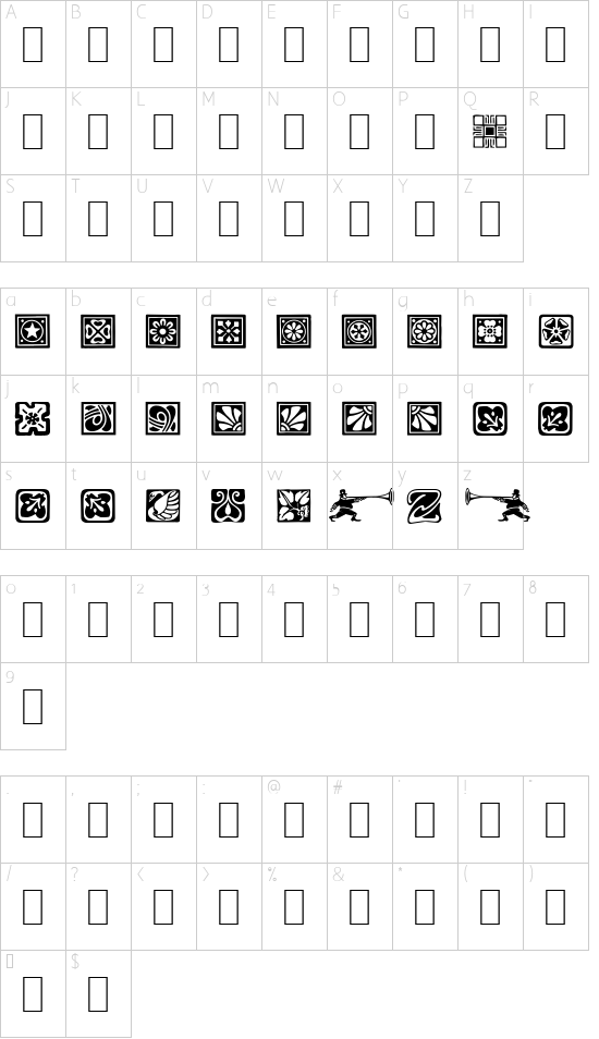Square Ornaments Character Map