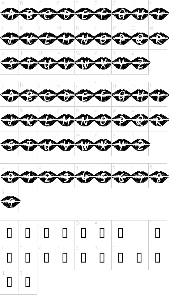101! SWAK Character Map