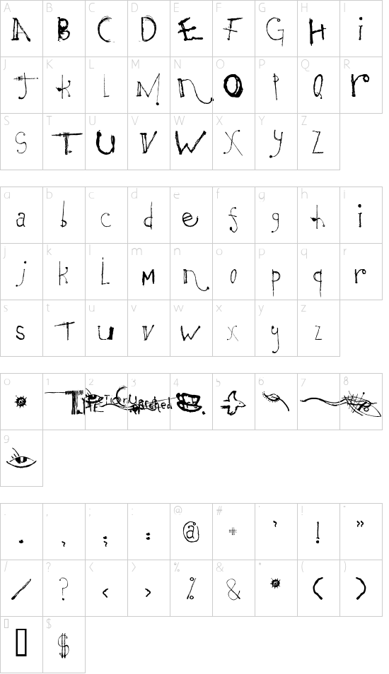 Caterpillar Character Map