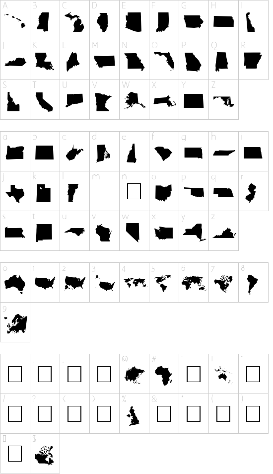 DingMaps Character Map