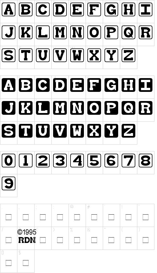 Baby Blocks Character Map