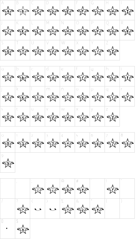 Hoshi Font Character Map