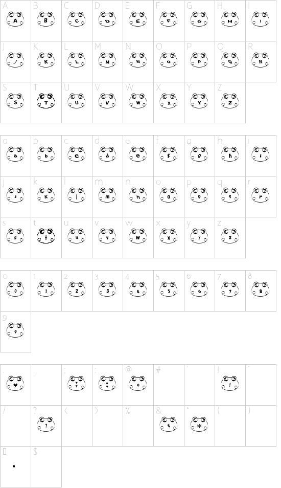 kero Font Character Map