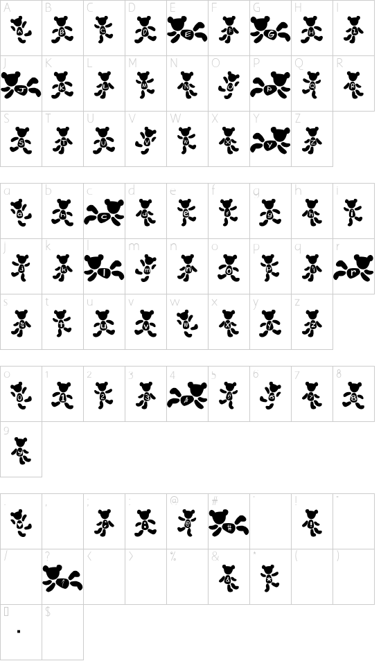 kuma Font Character Map