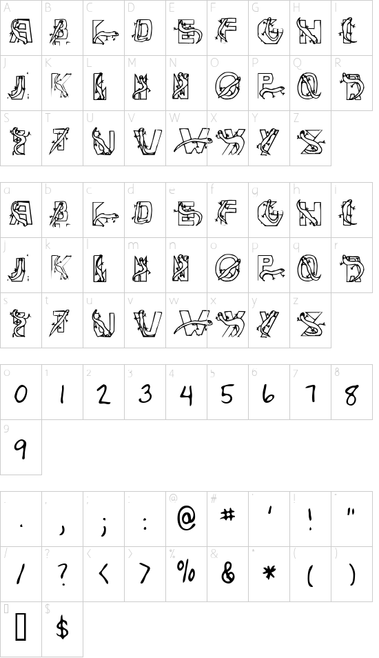 Lizard 2 Character Map