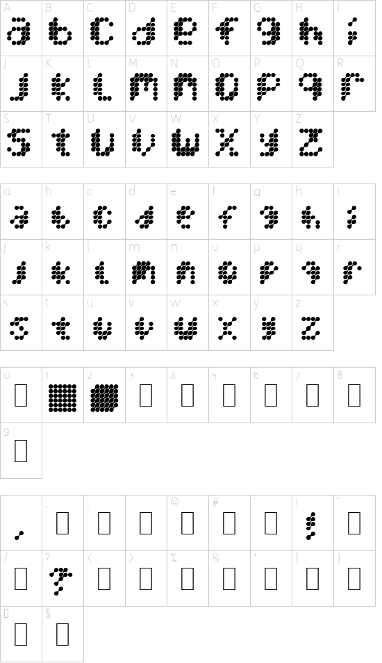 Mercury Blob Character Map
