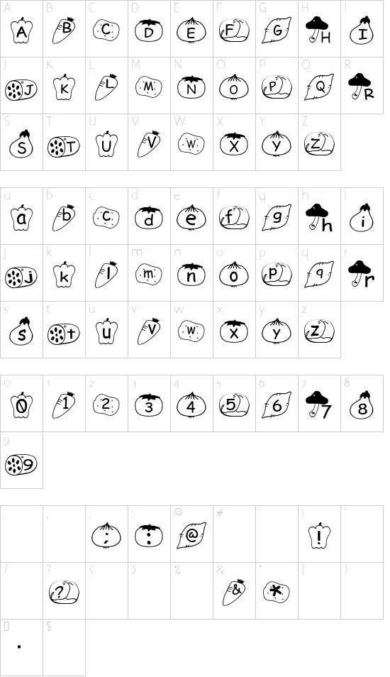 Oyachai Font Character Map