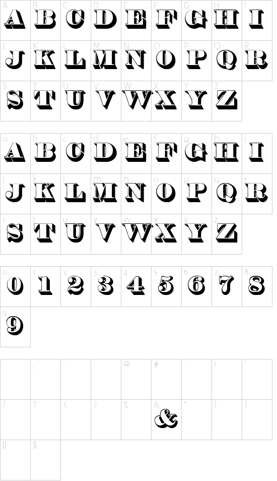 Thorne Shaded Character Map