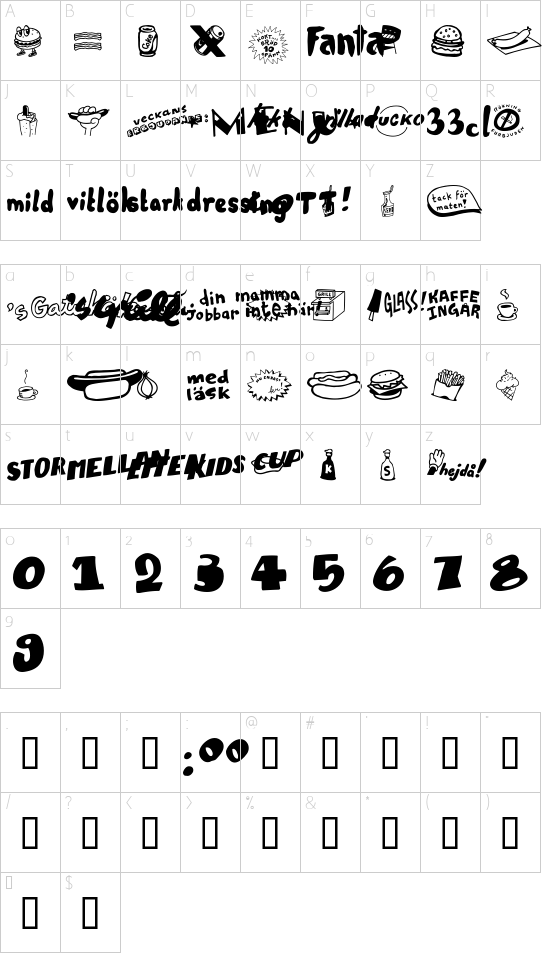Grill Sans Character Map
