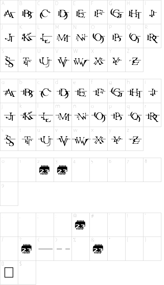 Zone23_zazen matrix Character Map