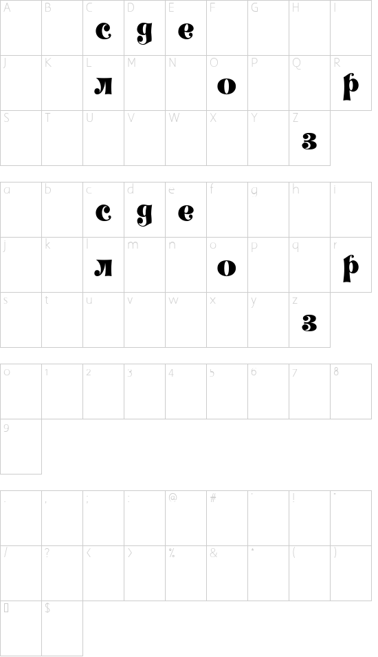 Decorlz Character Map