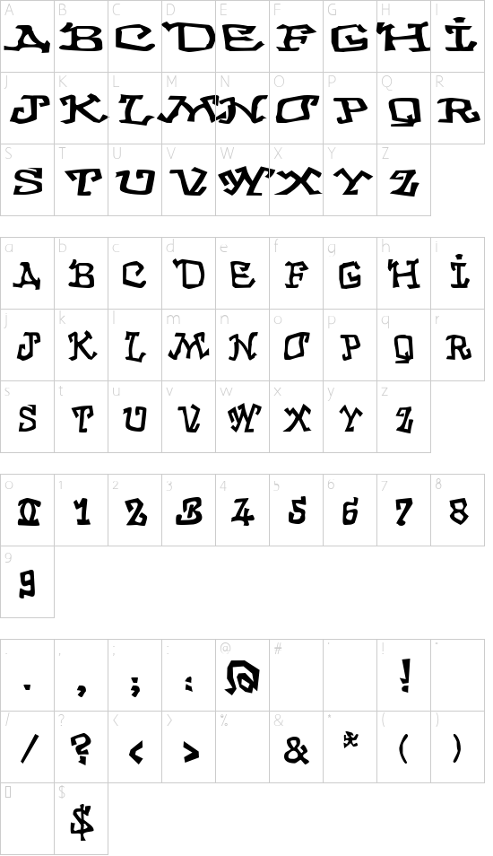 GraffitiThree Character Map