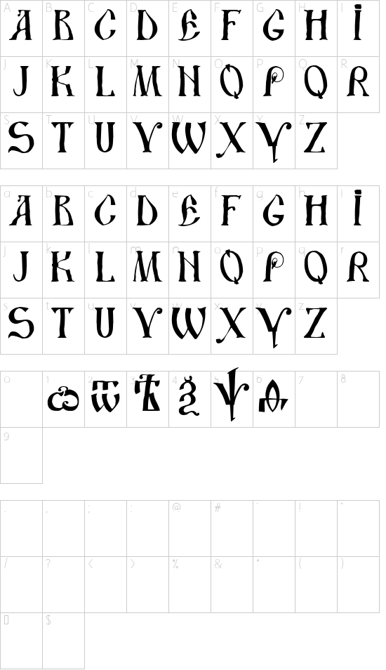 DS UstavHand Character Map
