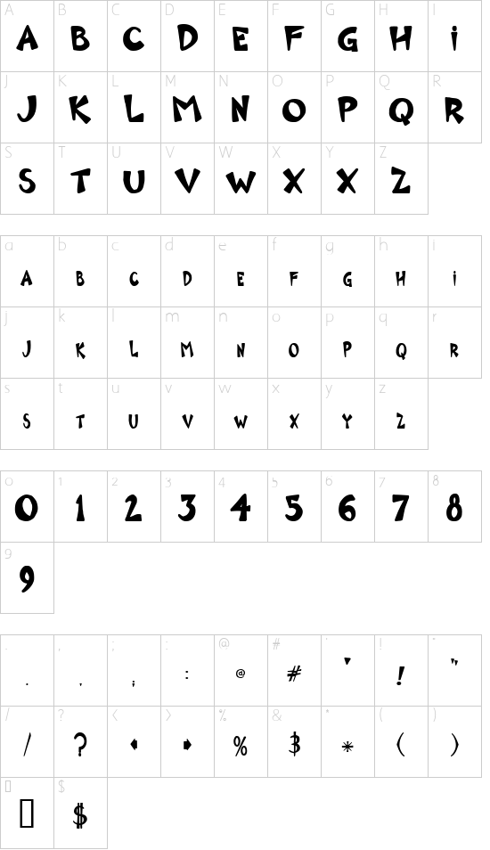 Zono Character Map
