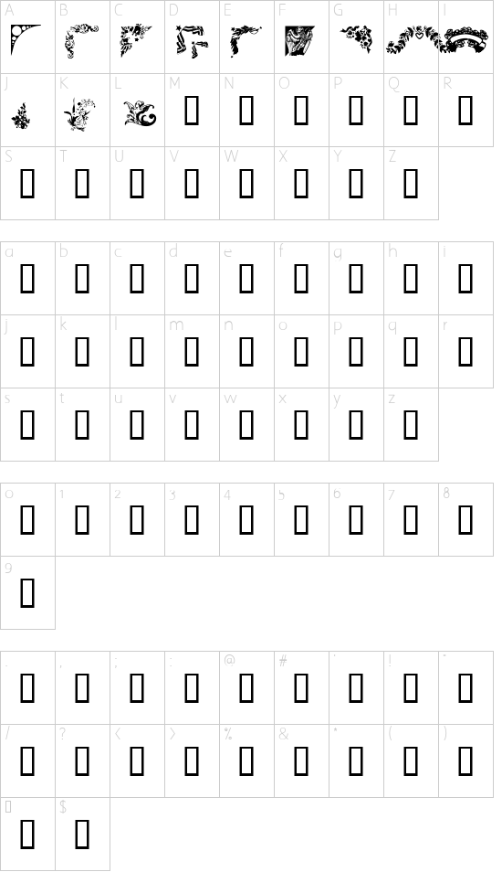 Corners 2 Character Map