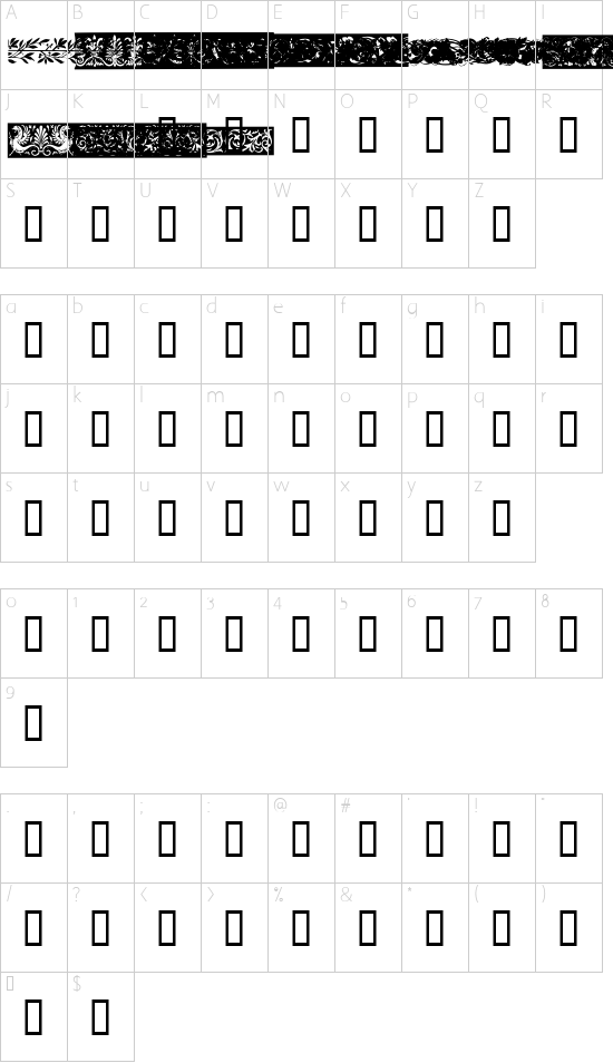 DecoBorders Character Map