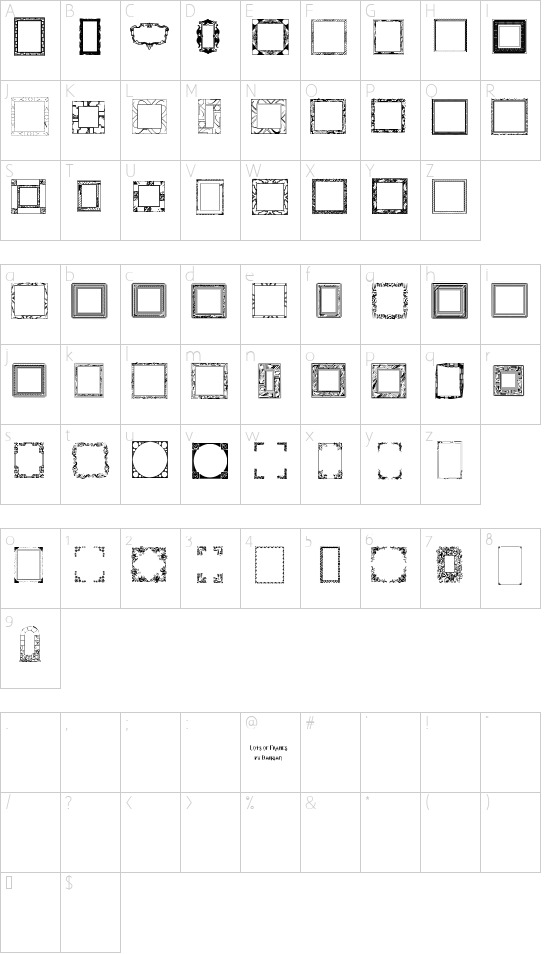 Lots of Frames Character Map