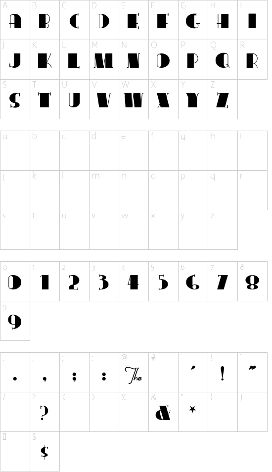 CongaLine Character Map