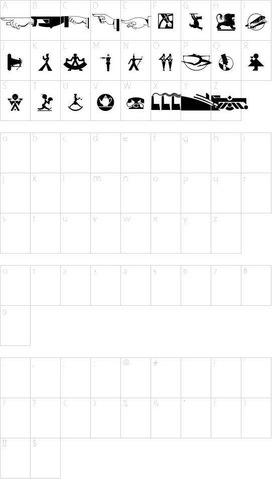 DecoDingbats1 Character Map