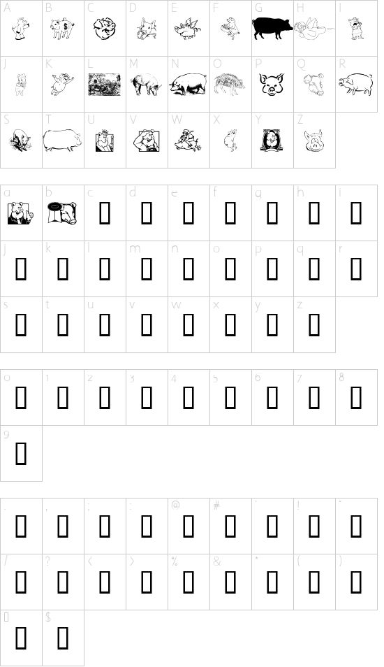 Ein Schwein Character Map