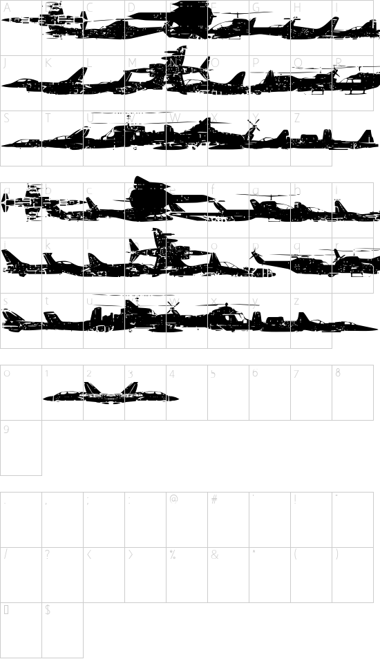 Air Force Character Map