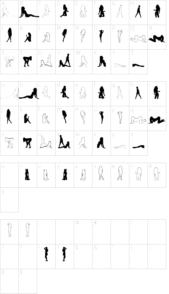 Babe-alicious Character Map