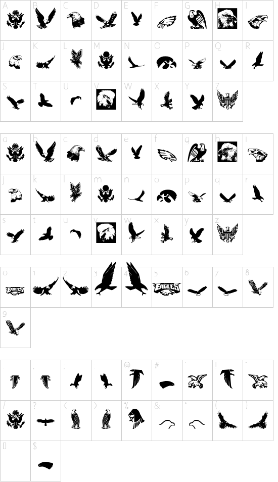 Eaglemania Character Map