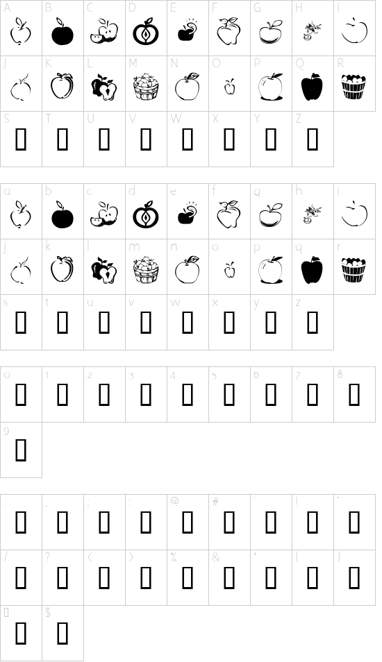 KR Apple A Day Character Map