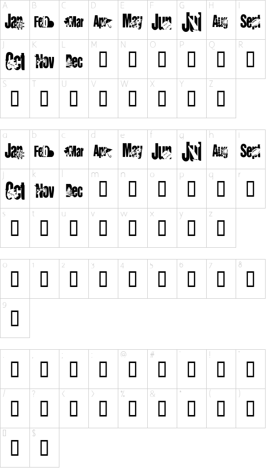 KR Calendar Character Map