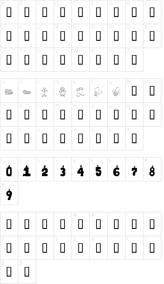 KR First Years Dings Character Map