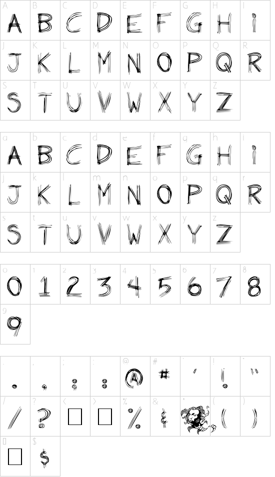 Weirdo Character Map