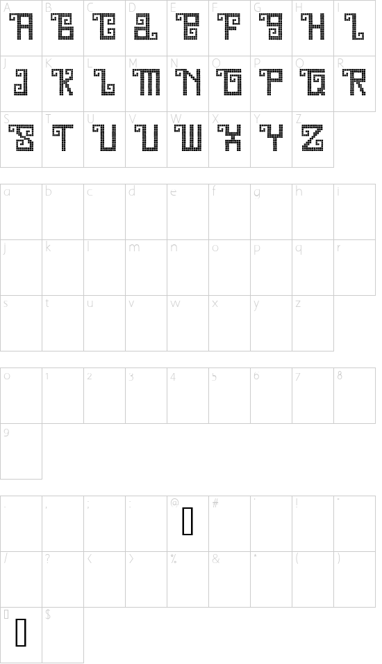 Quetzal Demo Character Map