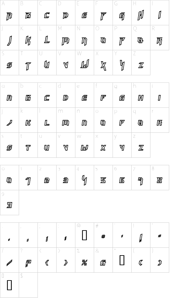 HammerheadOutline Character Map