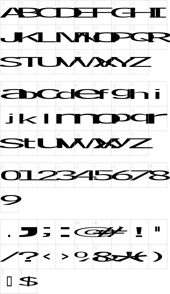 plakativo Character Map