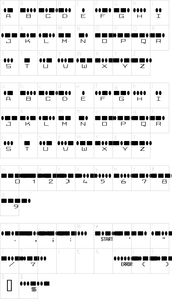 Radios in Motion Character Map