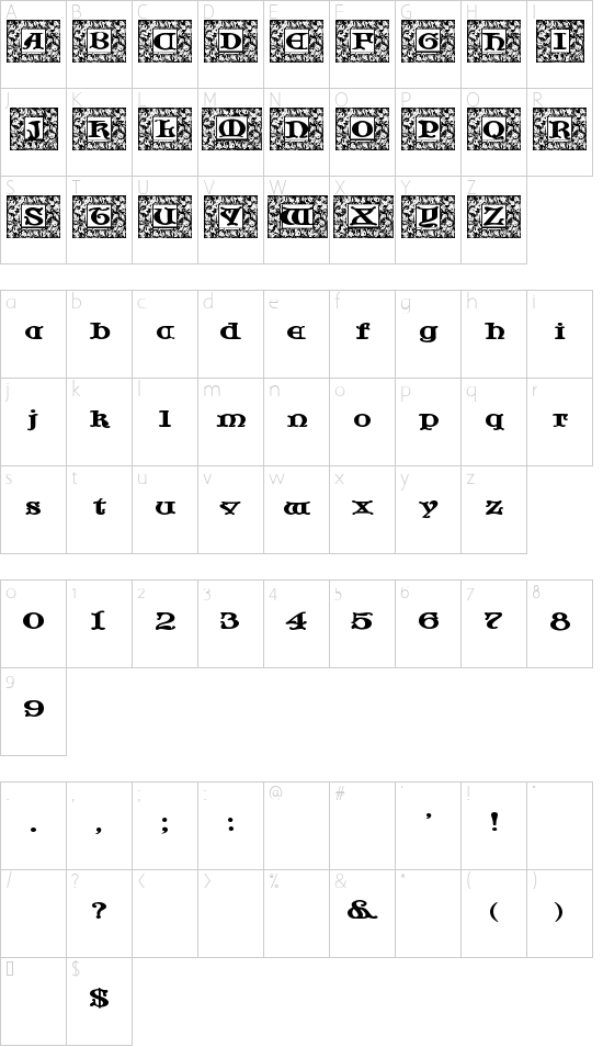 JF Cotswold Leaves Character Map