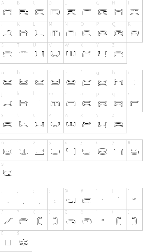 Thundergod Outline Character Map