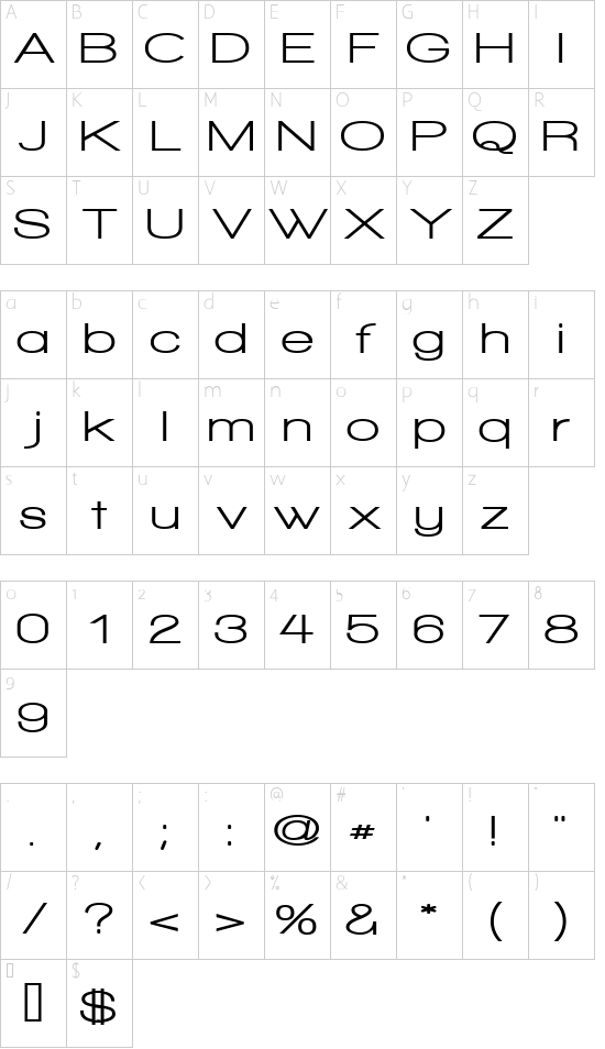 Walkway Expand UltraBold Character Map