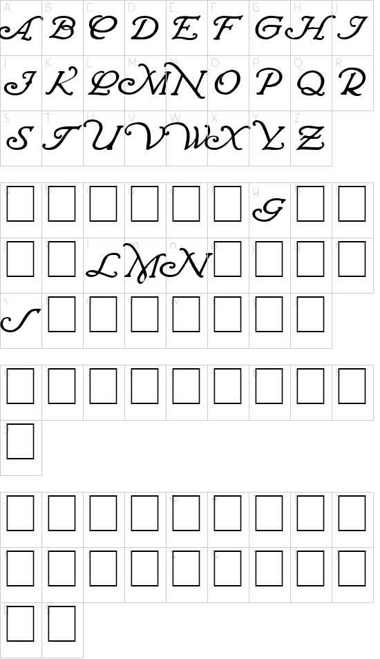 Wrenn Initials Character Map