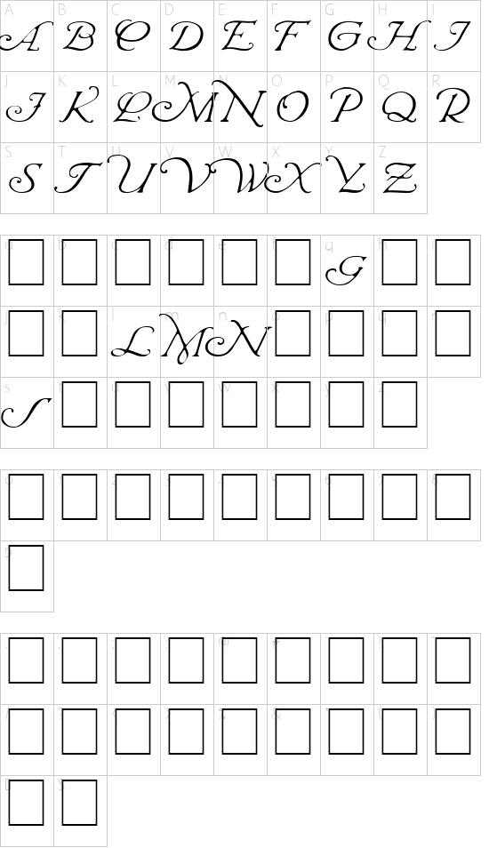 Wrenn Initials Light Character Map