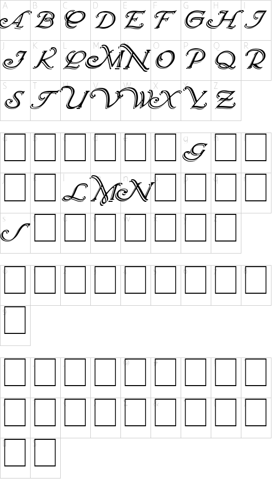 Wrenn Initials Shadowed Character Map