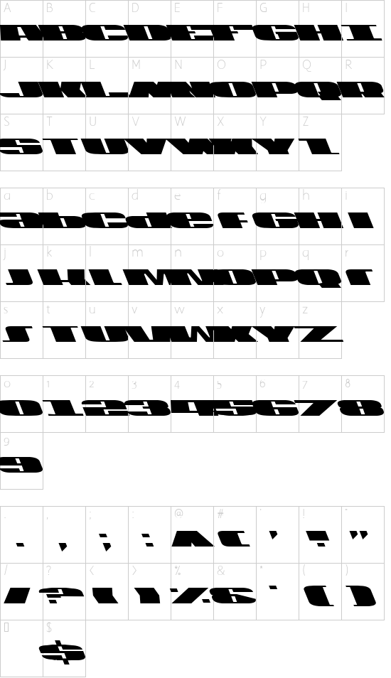 U.S.A. Left Character Map