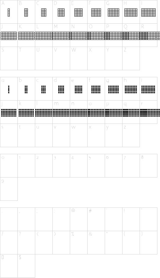 Pica Hole - Grids Character Map