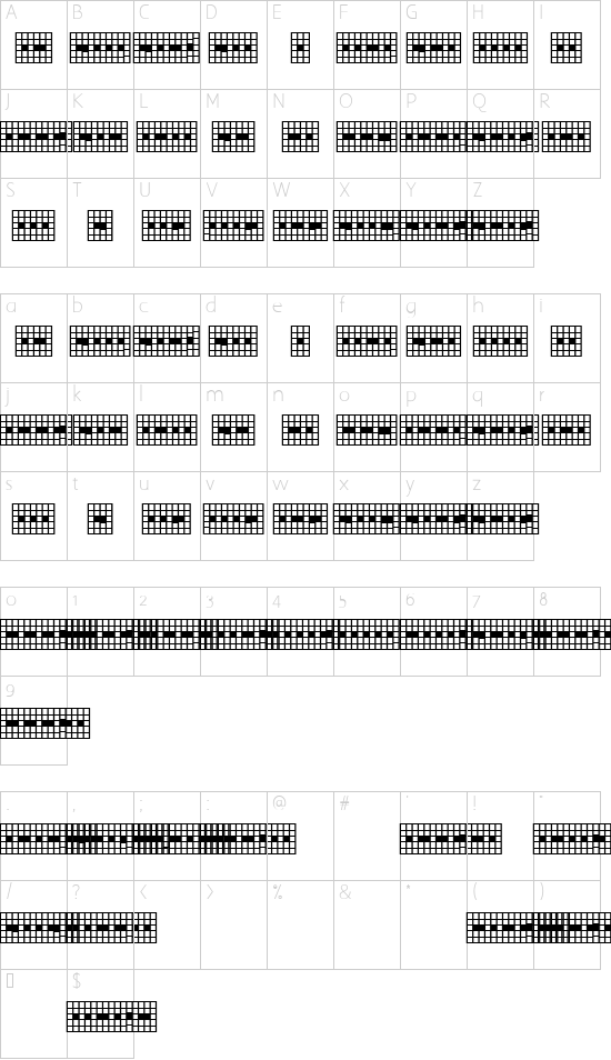 Pica Hole - 1890 Morse Character Map