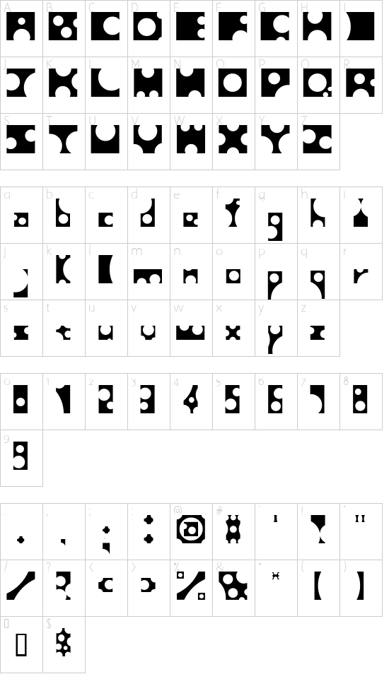Toolego Character Map