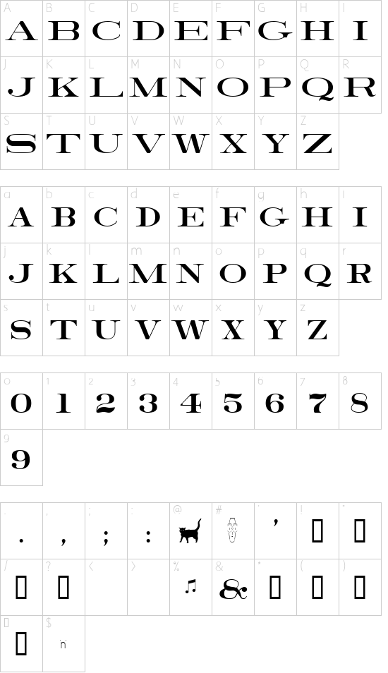 RailroadRoman Character Map
