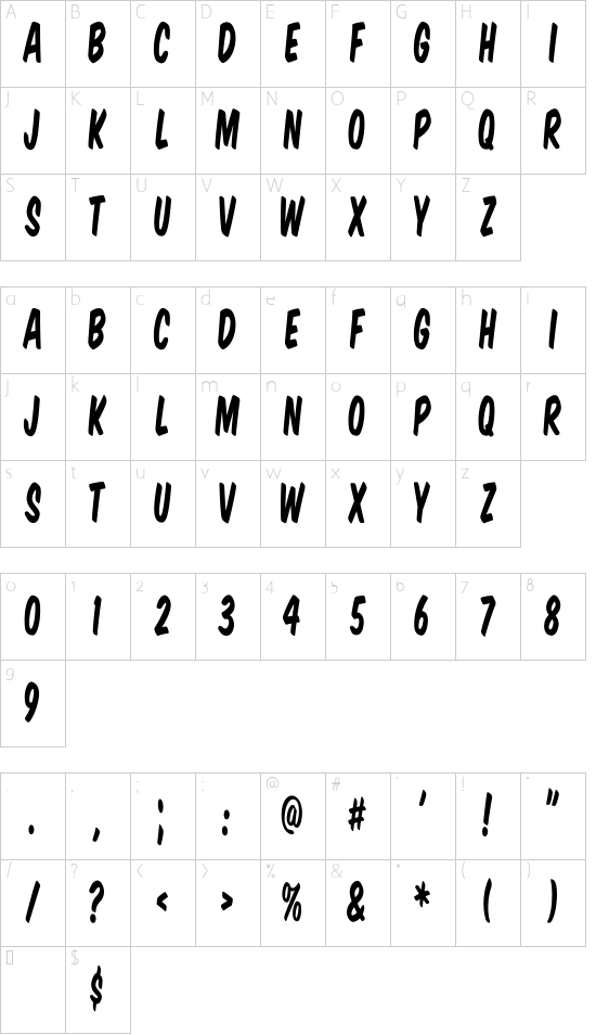 VTCSuperMarketSaleTall Character Map