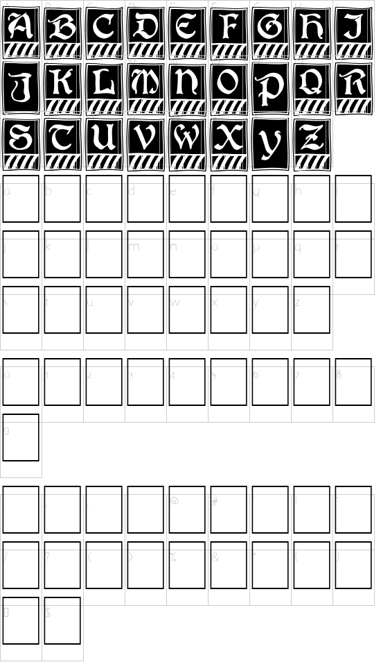 BoisterBlack Character Map