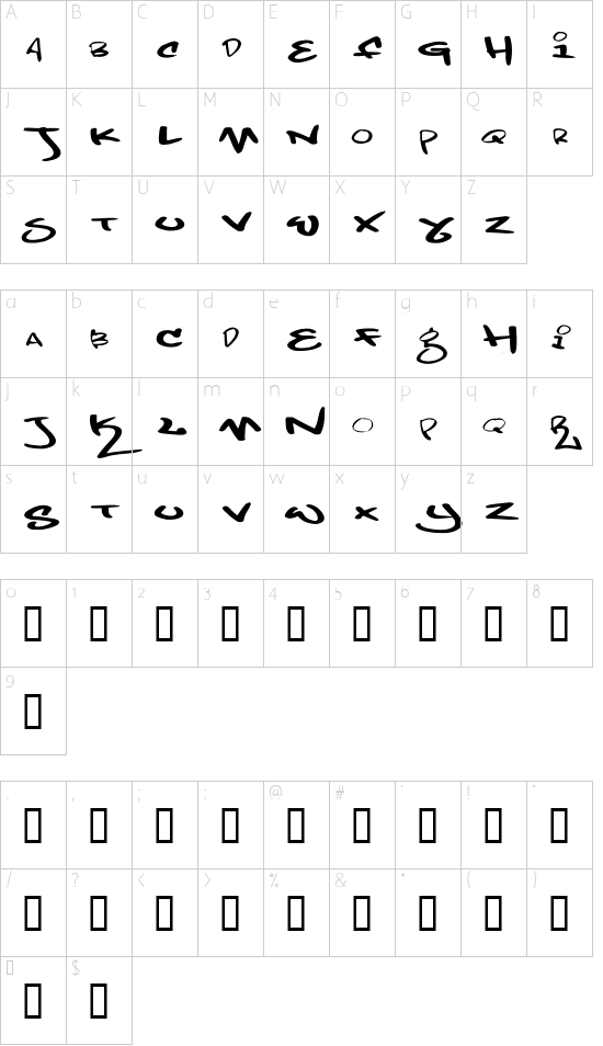 NewSymbolFont5 Character Map