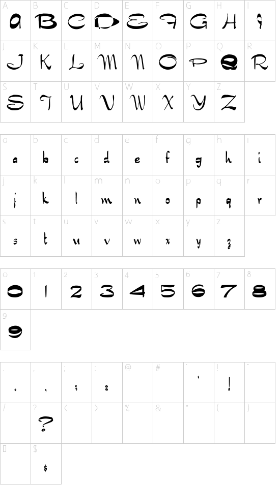 NewerSymbolFont4 Character Map